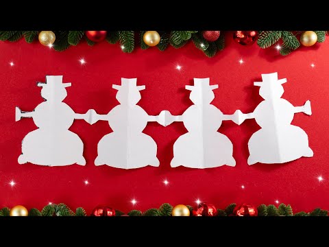 Cutting Paper Art Designs for Christmas Decoration ☃ How to make a paper Snowmen garland [Tutorial]