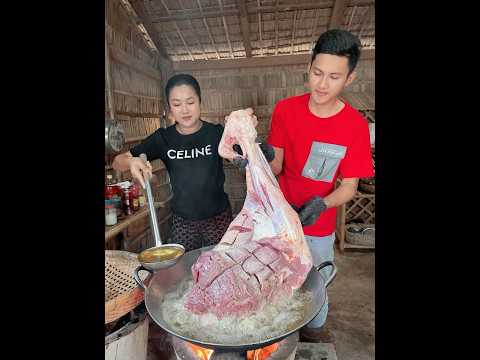 Yummy big beef 🥩 leg cooking