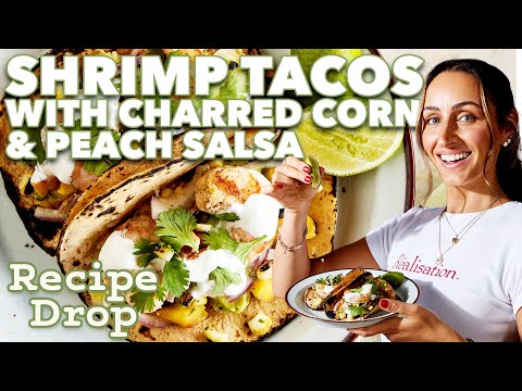 Weeknight Grilled Shrimp Tacos with Charred Corn & Peach Salsa | Recipe Drop | Food52