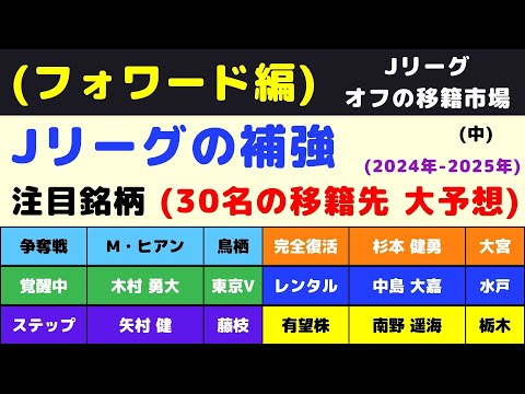 ⑰ 【Jリーグ補強：フォワード編】今オフの注目銘柄(30名)を挙げてみた。(中)