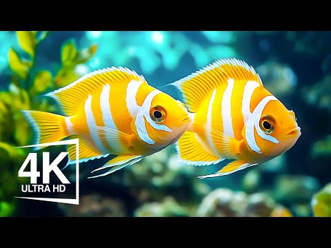 Aquarium 4K VIDEO (ULTRA HD)🐠Captivating Moments With Jellyfish And Fish ,Relaxing Music #16