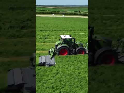 Fendt front and rear mowers mowing grass @FendtTV #Fendt