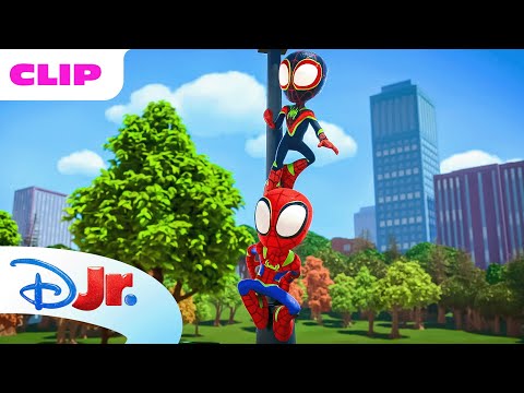 Marvel's Spidey and his Amazing Friends | Spidey and Moon Girl vs Gobby's Dino-mech | @disneyjr