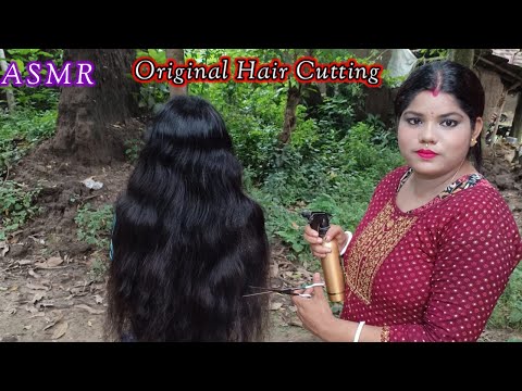 ASMR-Doing My Moom Original Indian Layer Hair Cutting (Scissor Sounds) @asmrsangi ✂️💇🌹