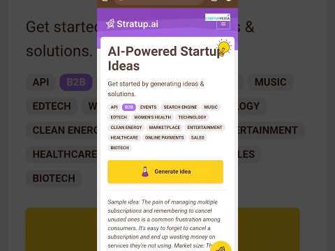 AI tool for generating Startup Ideas | Startup Idea | Startup Pedia | AI Tool