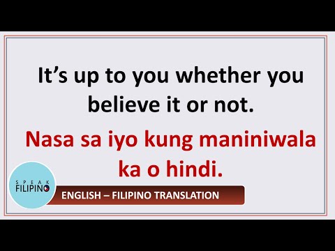 Filipino Phrases and Sentences! | O (OR) | English-Tagalog Translation