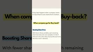 Concept of Buy-Back of shares. Why company go for Buy-Back? Reasons for Buy-Back