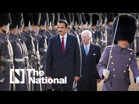 Emir of Qatar attends ceremonial welcome, marking the start of a two-day state visit to Britain