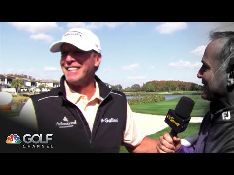 Steve Stricker shows off chipping wedge skills at the PNC Championship | Golf Channel