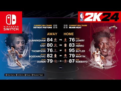 NBA 2k24 Nintendo Switch - Detroit Pistons Vs Miami Heat Full Gameplay