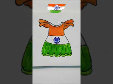 Indian Flag 🇮🇳 Drawing On Frock | Independence day Art | #shorts #shortfeed