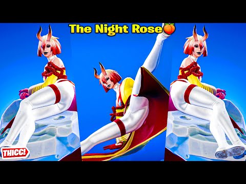 Fortnite The Night Rose Skin Showcase Thicc 🍑😍 Top Tiktok Emotes & Dances 😘Restored Red White Style😜