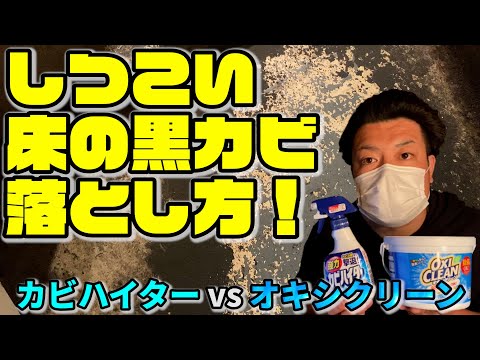 しつこい床の黒カビ落とし方！オキシクリーン・カビハイターでキッチン厨房カビ取り排水口掃除キッチンハイターサニボンの使い方。