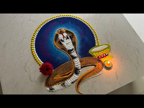 Nag panchami 🐍🙏🏻🌺 rangoli easy/ नाग देवता रांगोळी/ nagara panchami kolam/ festival rangoli