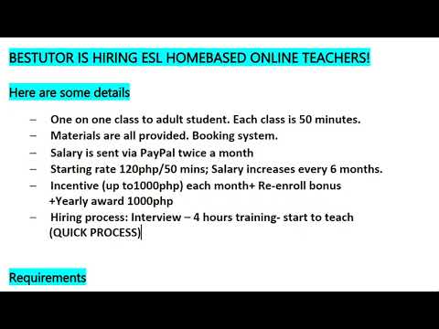 BESTUTOR HOMEBASED  ESL COMPANY /FLEXIBLE SCHEULE /QUICK PROCESS / FULLTIME WORK