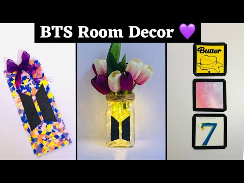 BTS Room decor 💜  ( without printer ) / BTS DIY / Bts bookmarker / bts light / bts army