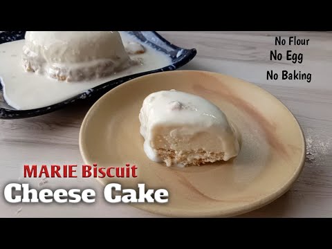 No Bake Eggless Cheese Cake Recipe || Marie Biscuit Cheese Cake