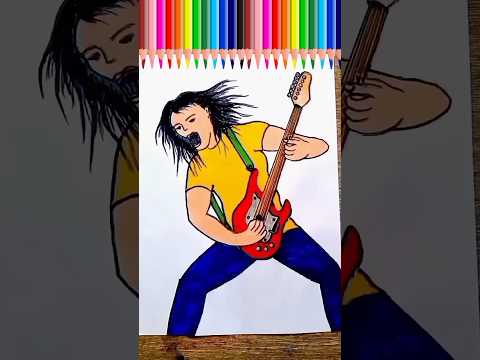 how to draw boy playing guitar#shorts#guitar#shortvideo#drawing#viralshorts#short#easyartwithbiplab