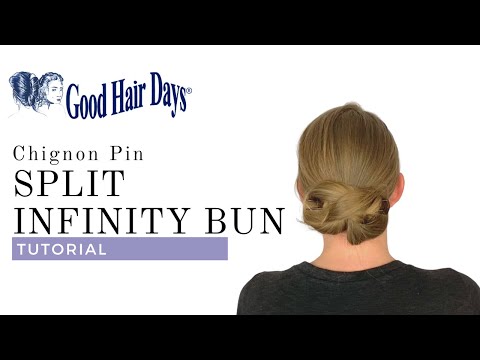 Infinity Bun on Long Hair with Chignon Pin. Technique to create elegant infinity bun on long hair.