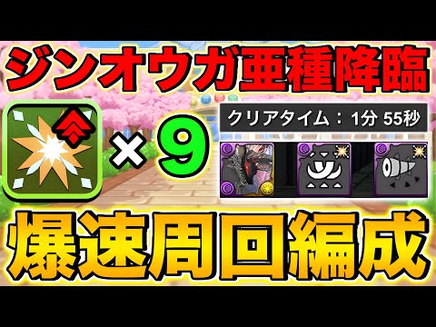 【ずらしのみ】ジンオウガ亜種降臨をキリン編成で超高速周回！部位破壊ボーナス9個でほぼ確定ドロップ！【パズドラ】