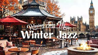 Outdoor Winter Coffee Shop Ambience - Enjoy Peaceful Vibes with Bigben Tower in London & Snowfall