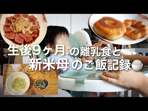 【新米ママの日常vlog】休日ワンオペのご褒美に焼きポンデリングで優勝する母と生後9ヶ月の離乳食記録🍚| 離乳食後期３回食 | 完全ミルク 【専業主婦】