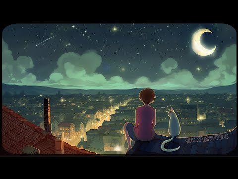 Sitting on a rooftop on a Summer Night - Oldies playing in another room (City night Ambience) ASMR