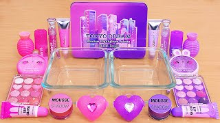 Pink vs Purple - Mixing Makeup Eyeshadow Into Slime ASMR