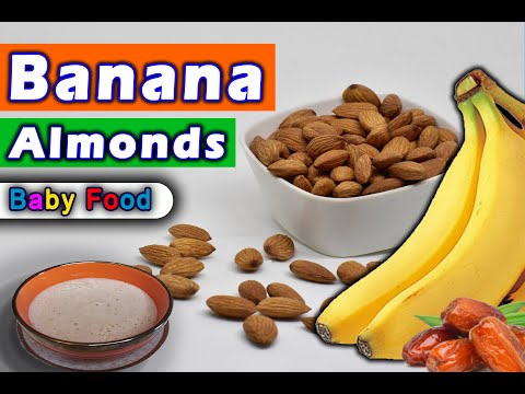 Banana Almond Puree with Dates|| Weight gain Baby food || Brain Development Food 6months Plus Babies