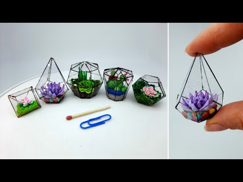 DIY How to make… Miniature florarium for Succulent. Handmade decor for a dollhouse. #florarium