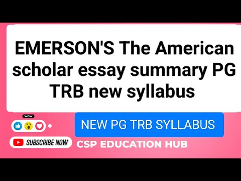 EMERSON'S The American scholar essay summary & key points PG TRB new syllabus #trb