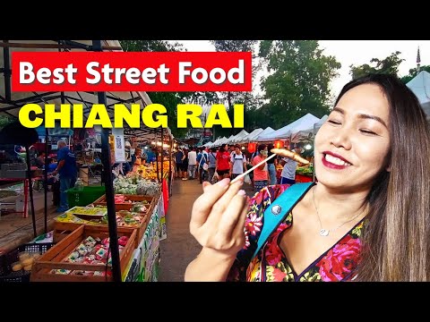 The Best Thai Street Food in Chiang Rai - Walking Street and Night Bazaar 🍗 🍜🍡🍚🍢