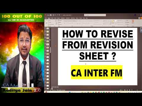 How to Revise CA Inter FM from Master Revision Sheet ? #icai #cainterfm