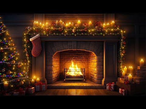 A Cozy Christmas Evening by the Fireplace🔥fireplace crackling sounds | A Perfect Christmas Night🎄