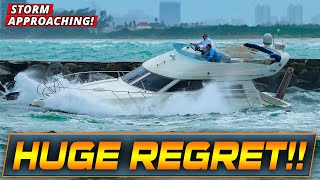 BOAT HEADS OUT TOO LATE! THE STORM CLOSES IN! | HAULOVER INLET | WAVY BOATS