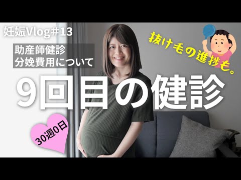 【妊娠Vlog＃13】9回目の妊婦健診｜30週0日｜最近の悩み｜分娩費用について｜抜け毛の進捗｜Pregnancy Vlog