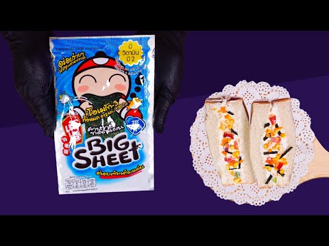 ASMR - Big Sheet  Crispy Seaweed Seafood to SandWich