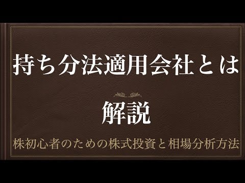 [動画で解説] 持ち分法適用会社とは