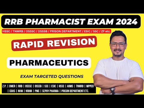 PHARMACEUTICS MCQS | RRB PHARMACIST EXAM 2024 | HSSC PHARMACIST EXAM PREPARATION