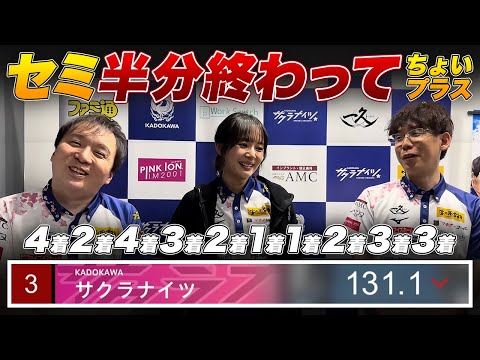 【Mリーグ】セミファイナル半分終わってちょいプラス！+131.1ptの3位【岡田紗佳/堀慎吾/渋川難波/サクラナイツ切り抜き】