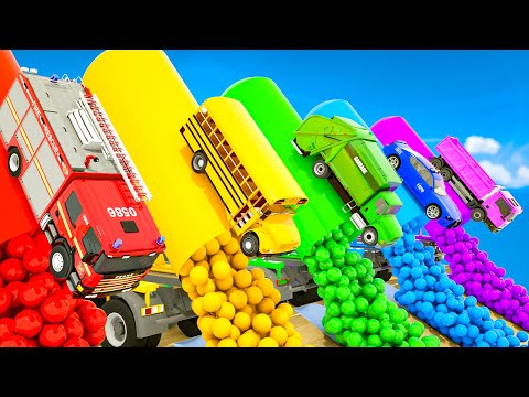 Wheels On the Bus - Colorful balls, colored Cars - Baby Nursery Rhymes & Kids Songs