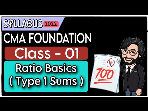 Class 1 Ratio  CMA Foundation Business maths and Stats | Complete Batch | The commerce coach