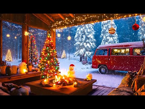 Relaxing Christmas Fireplace & Snow Falling ❄️ Cozy Christmas Ambience 🎅Christmas Fireplace Ambience