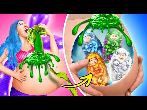 I'm Pregnant With Quadruple Element Babies 🤩 Mermaid Pregnancy Struggles 🌈 | Pregnancy Stories