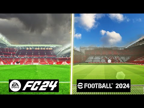 EA SPORTS FC 24 vs eFootball 2024 - Stadiums Comparison Ft. Old Trafford, Emirates | Fujimarupes