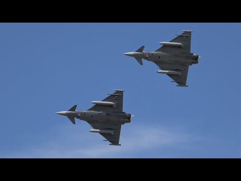 Austrian Air Force Eurofighters tearing up the RIAT 2022 skies