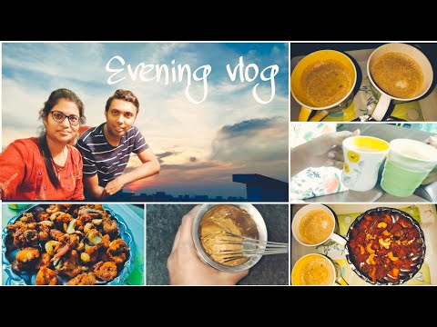 Evening vlog||Coffee time with Hubby||Cappuccino and Chicken Pakodi Resturant Style lo