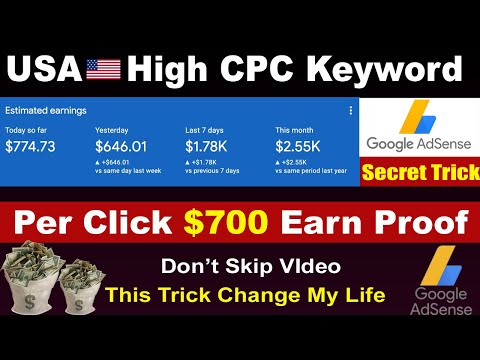 $700 Per Click 😮 USA High CPC Low Competition Keywords Secret Tricks -USA Blog Niche Copy Paste work