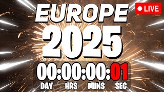 EUROPE NEW YEARS 2025 COUNTDOWN LIVE🔴 24/7 & Central European Time, CET New Year Countdown