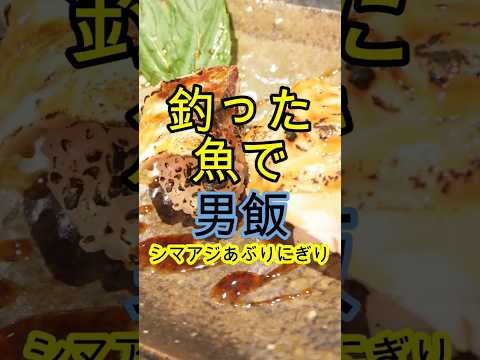 釣った魚で男飯　シマアジ　炙りにぎり寿司　 #釣り #fishing #男飯